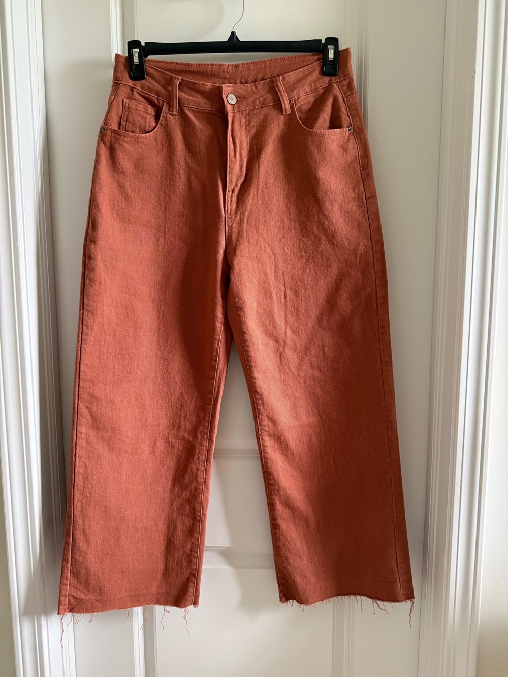 NWOT High-Rise Cropped Wide-Leg Jeans in Rust